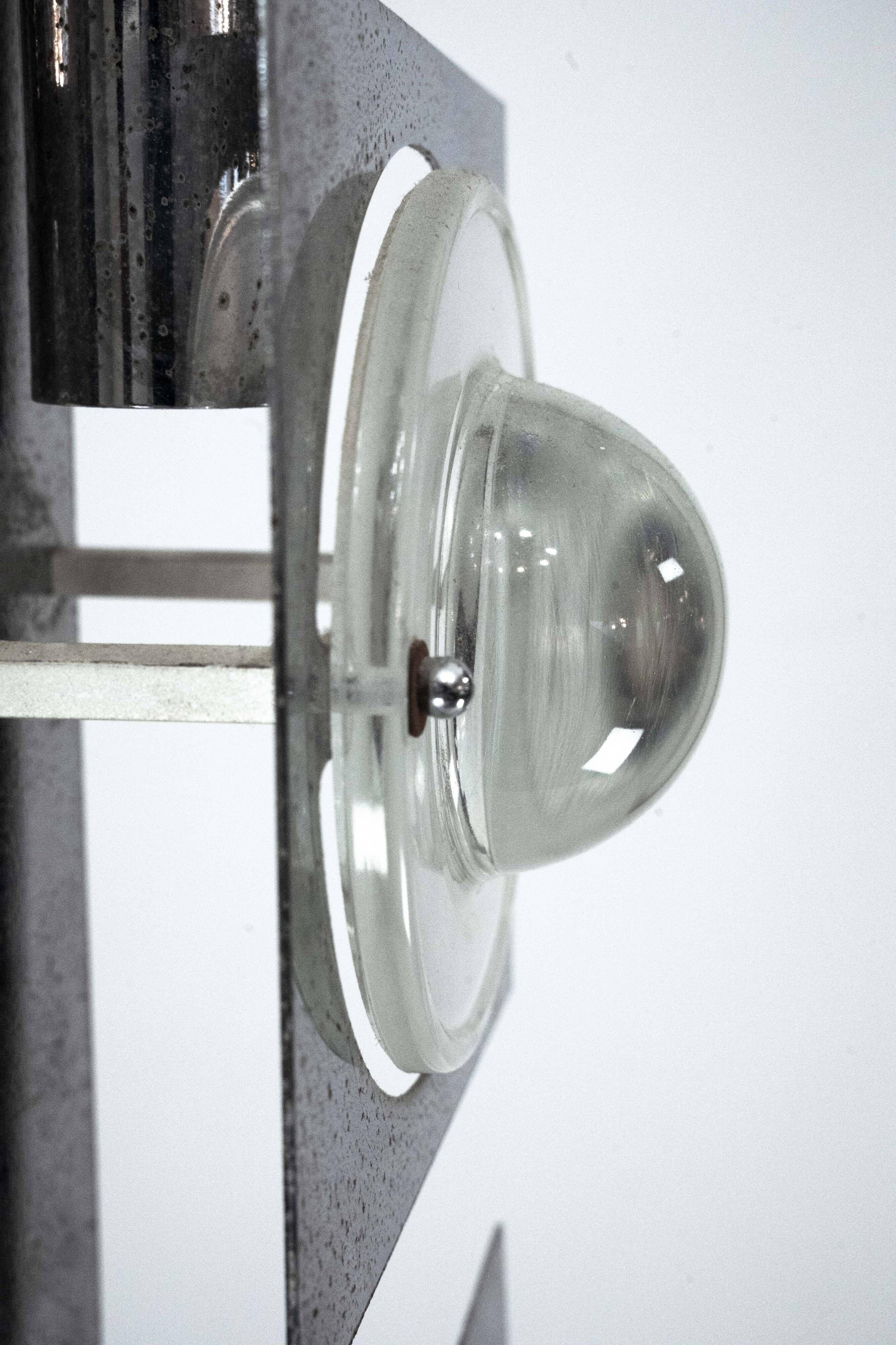 Mid-Century Chrome and Glass Floor Lamp attributed to Sciolari, Italy 1970s