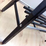 Console in black lacquered wood and chromed metal / vintage 60s-70s