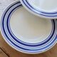 4 dessert plates in white porcelain with blue borders – Bistro style