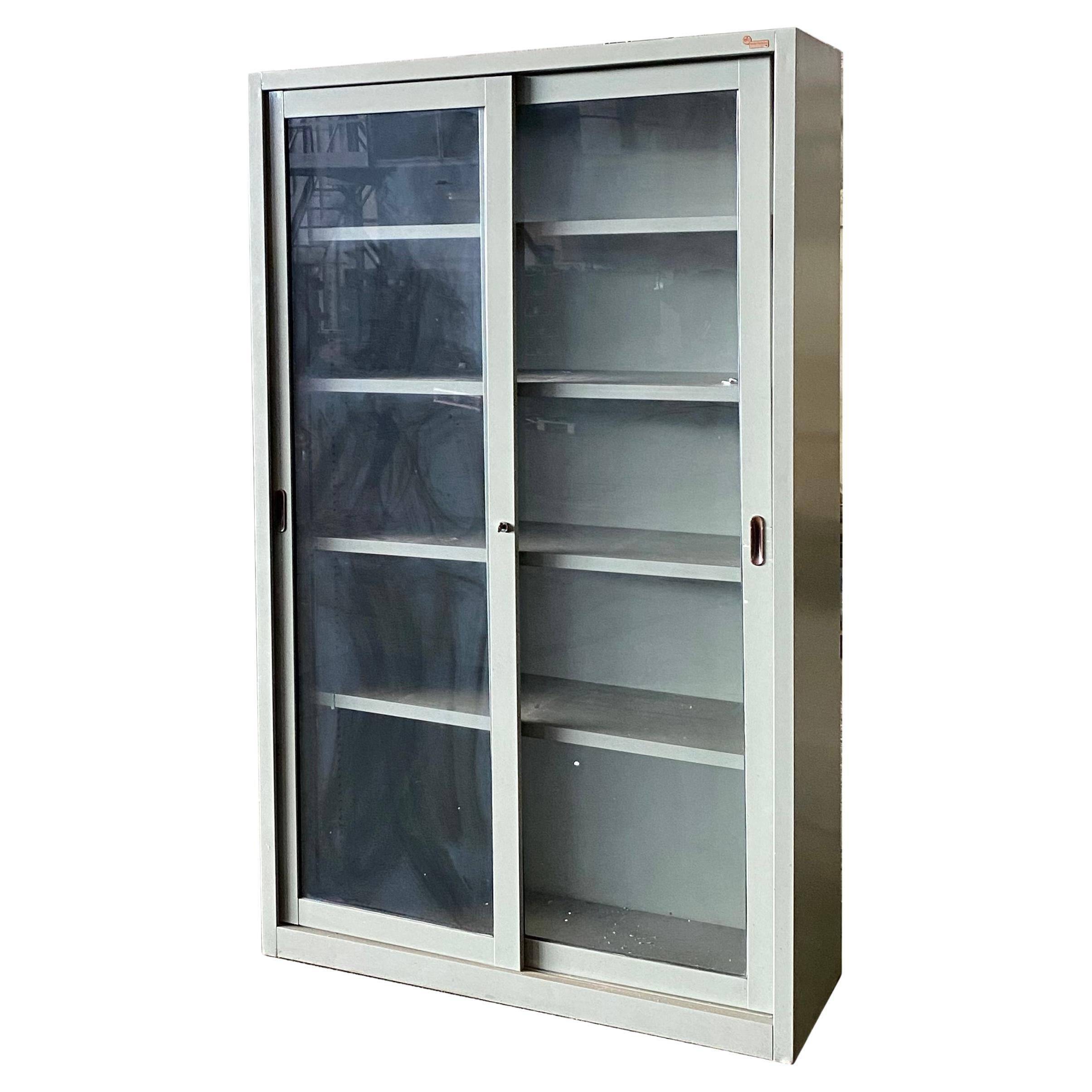1960s Industrial Vitrine in Metal, Italian Mid-Century Furniture