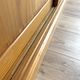 Large vintage display cabinet in solid pine with sliding doors, Country style.