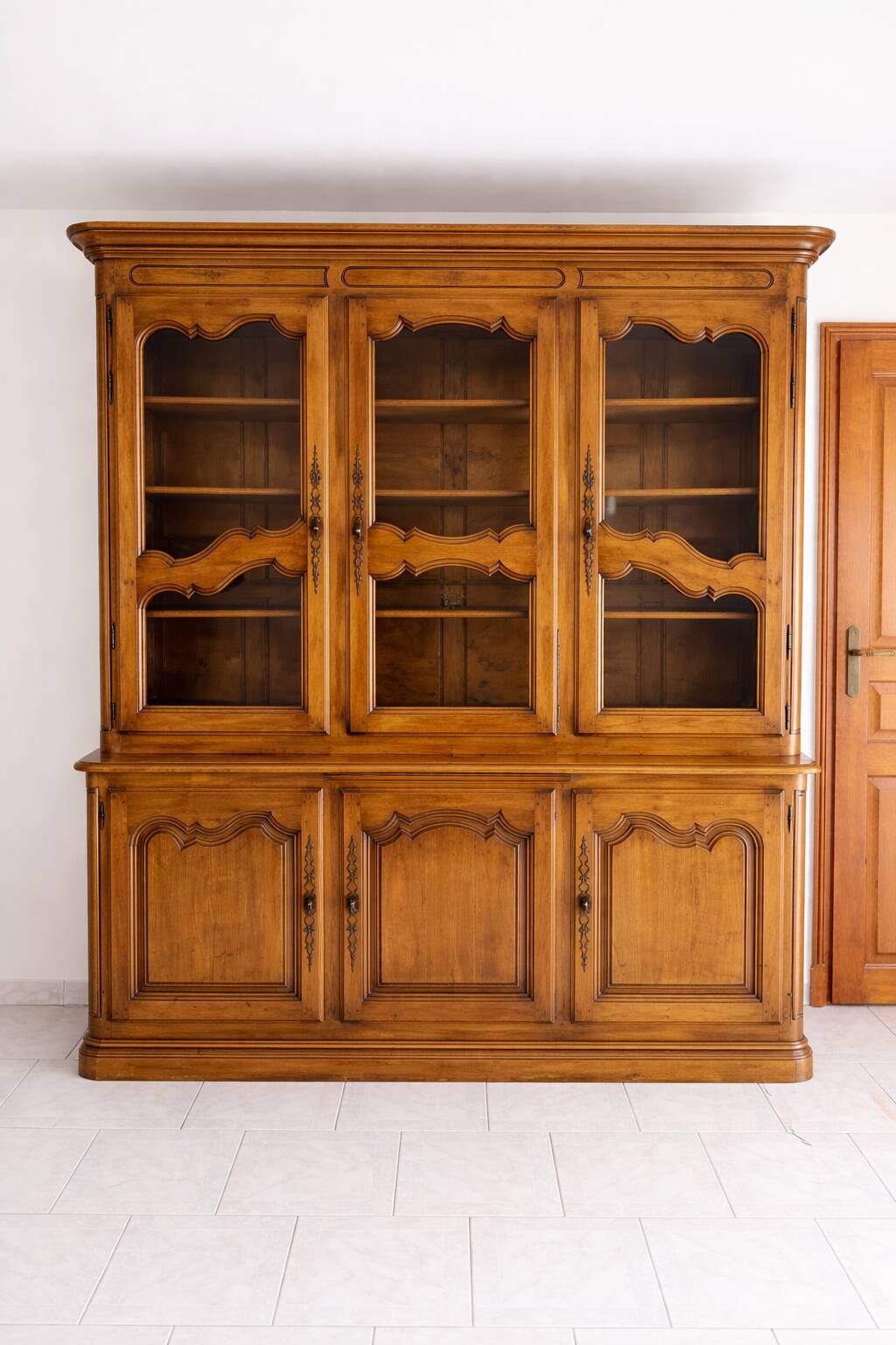 Library in solid cherry wood, Louis XV style.