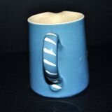 Soufflenheim terracotta pottery pitcher with blue goose decor