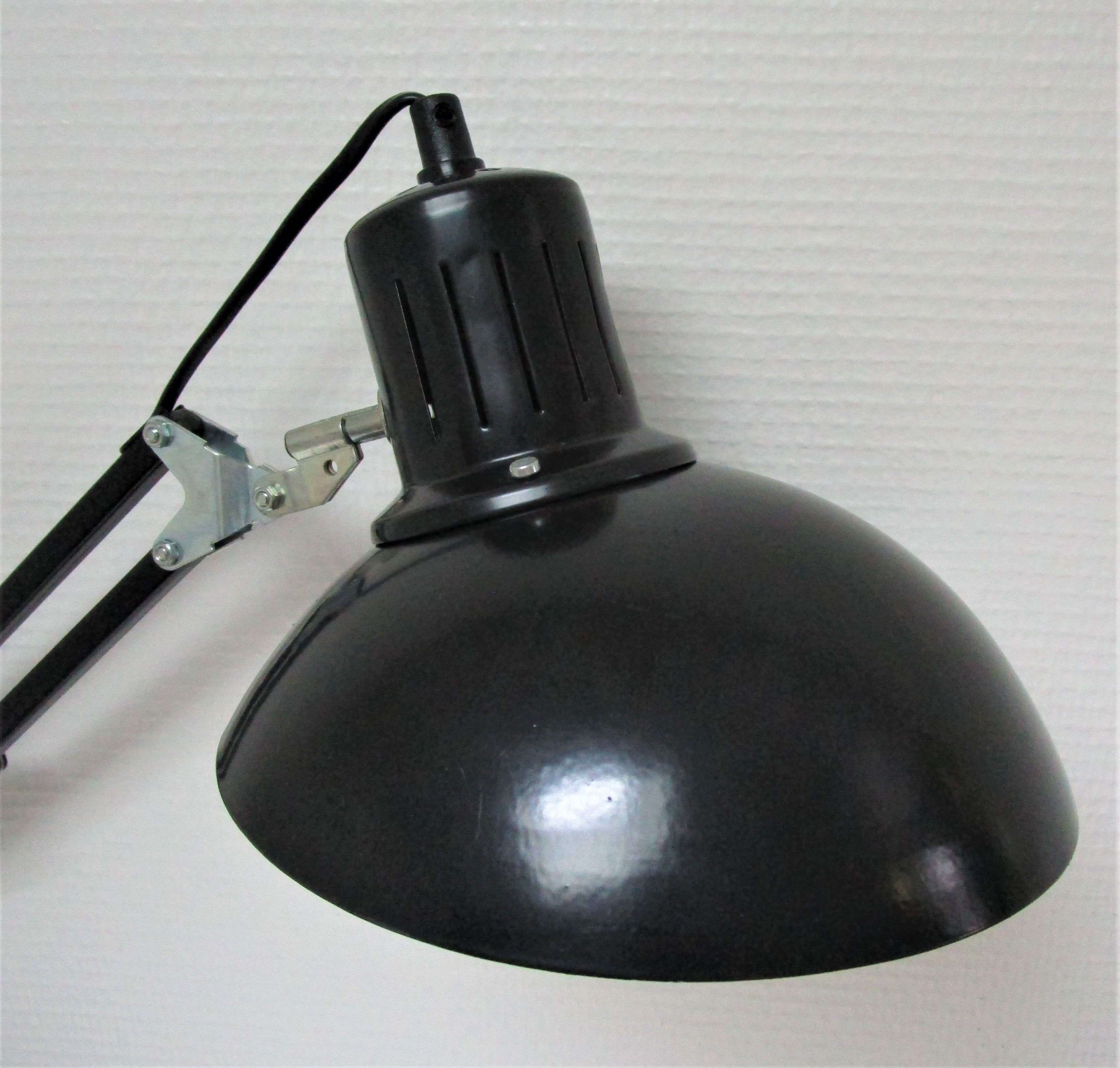 Lamp architect metal black design Aluminor vintage
