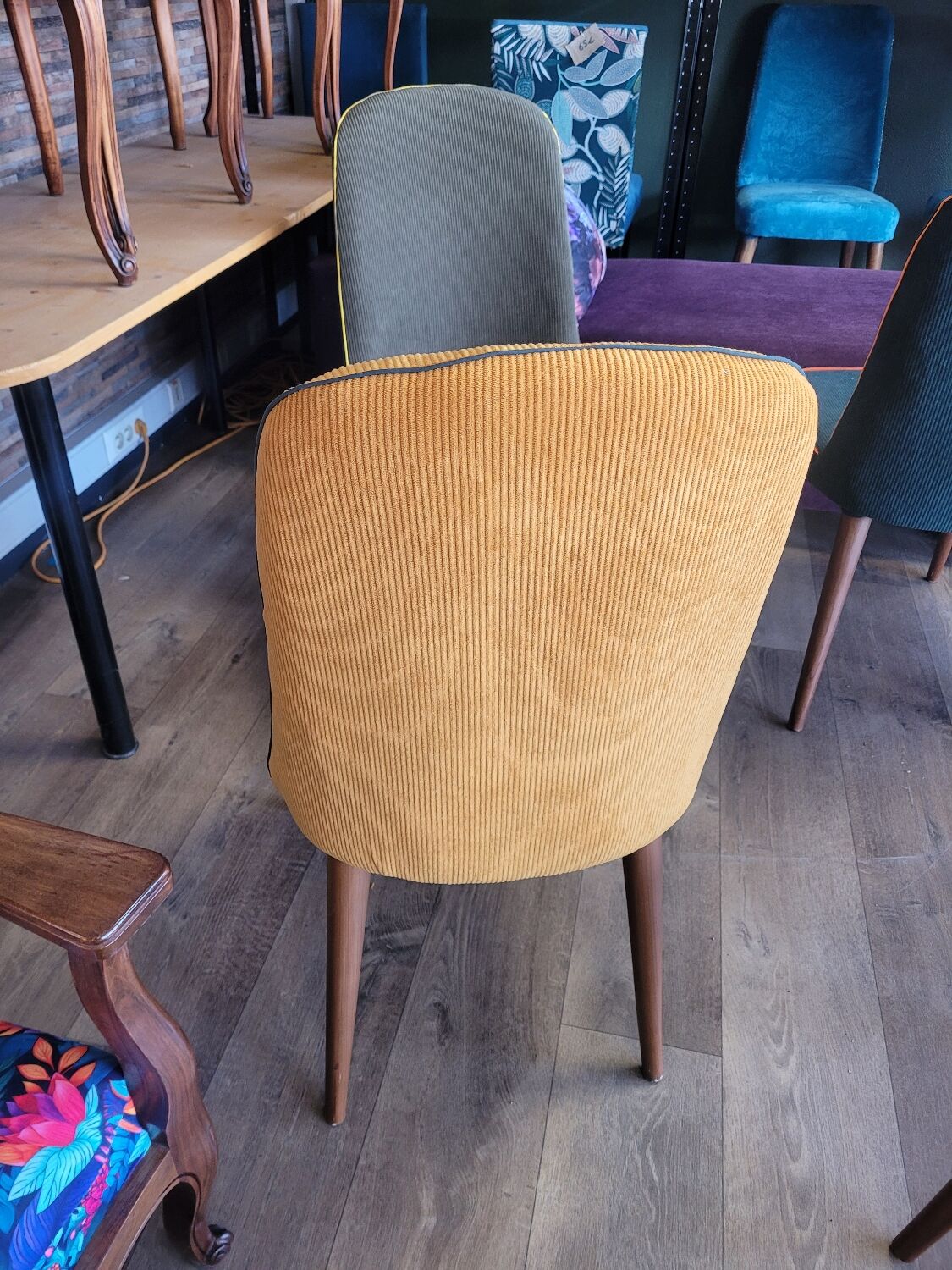 Scandinavian mustard corduroy chair