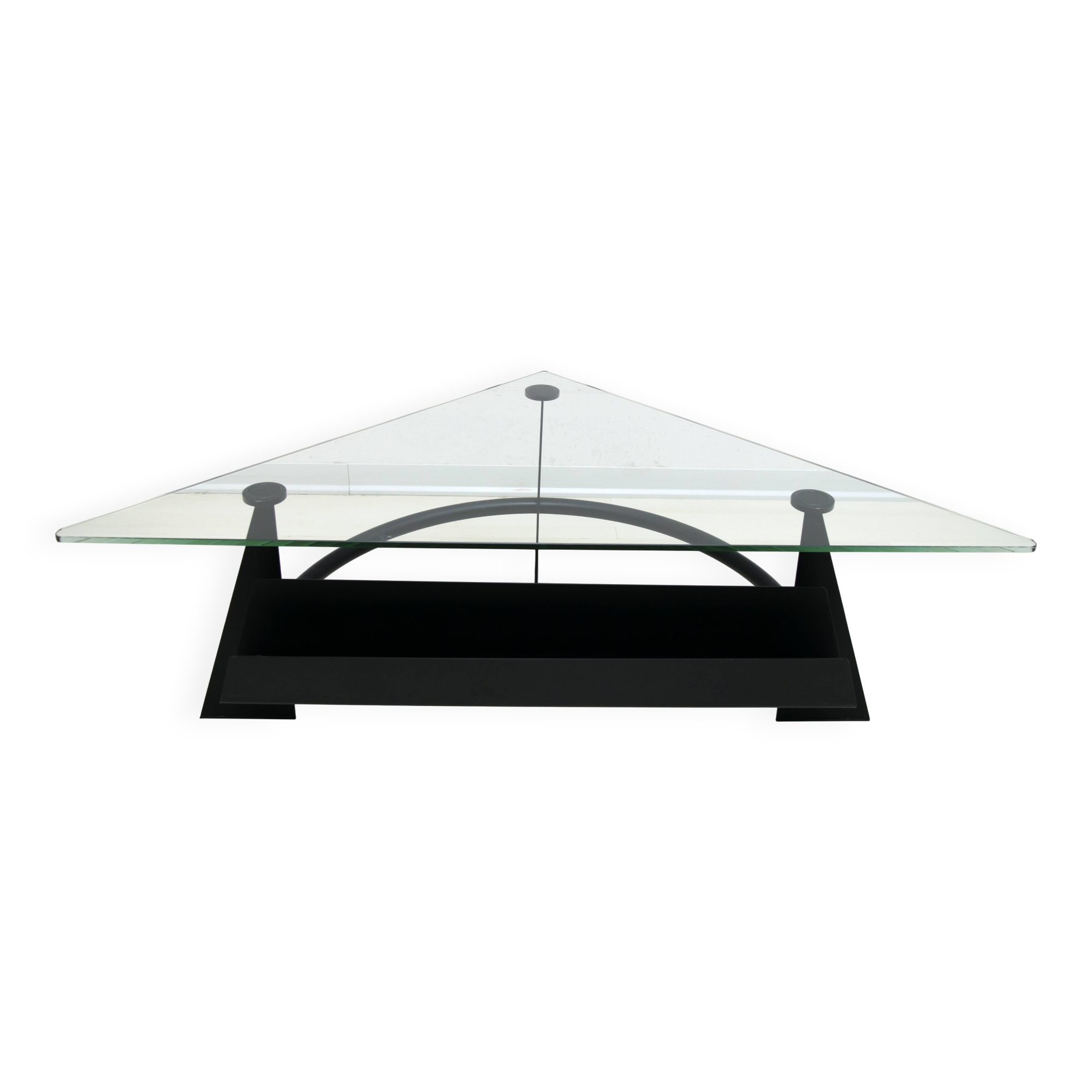 Modern and Contemporary Italian Coffee Table Blackened Metal and Glass Top