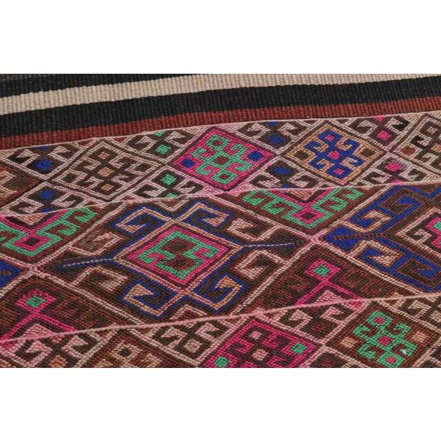 1970s Vintage Turkish Oushak Handmade Wool Cotton Pink Runner Rug 103x171