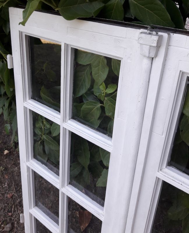 Oak window H96,8xL80,5cm old small tiles
