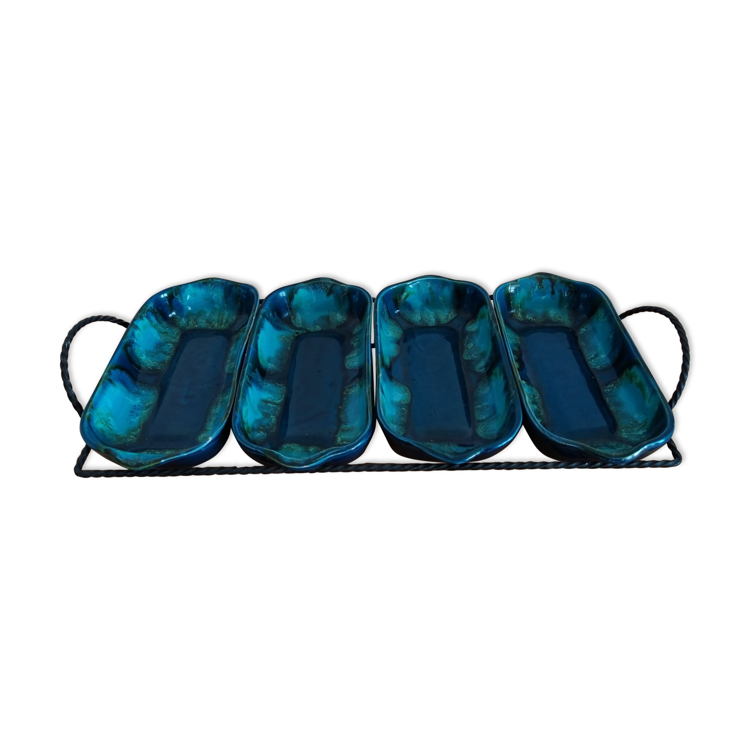 Vintage ceramic aperitif tray of vallauris blue