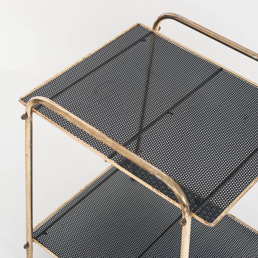 Vintage side table in gilded and painted iron. France, 1950s.