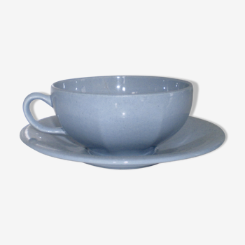 Tasse et sous-tasse en faience salins