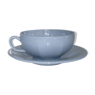 Tasse et sous-tasse en faience salins