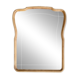 Art nouveau mirror, curved wooden frame and chiseled glass