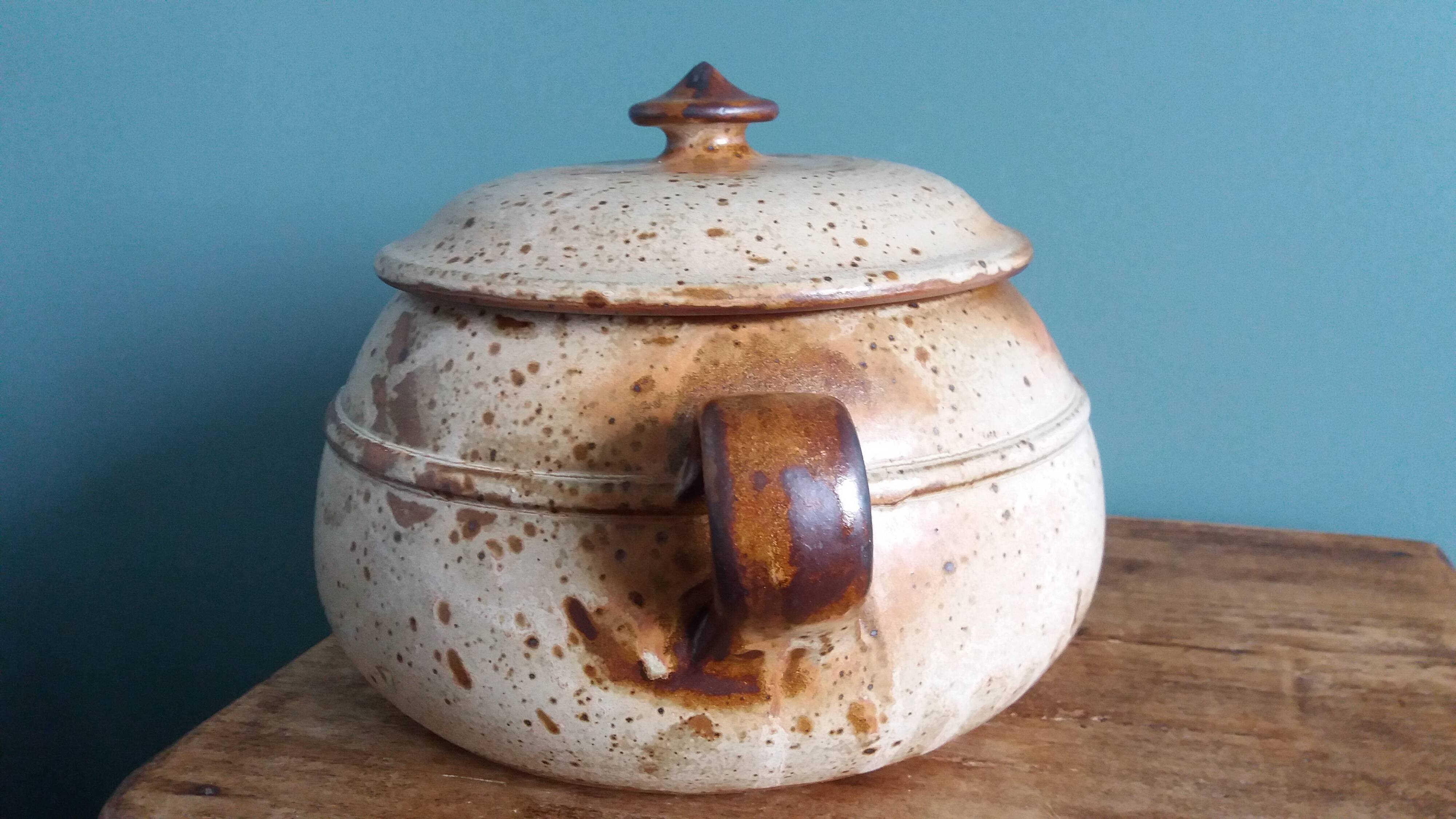 Stoneware tureen from Puisaye, signed Jean Pierre Prud’homme