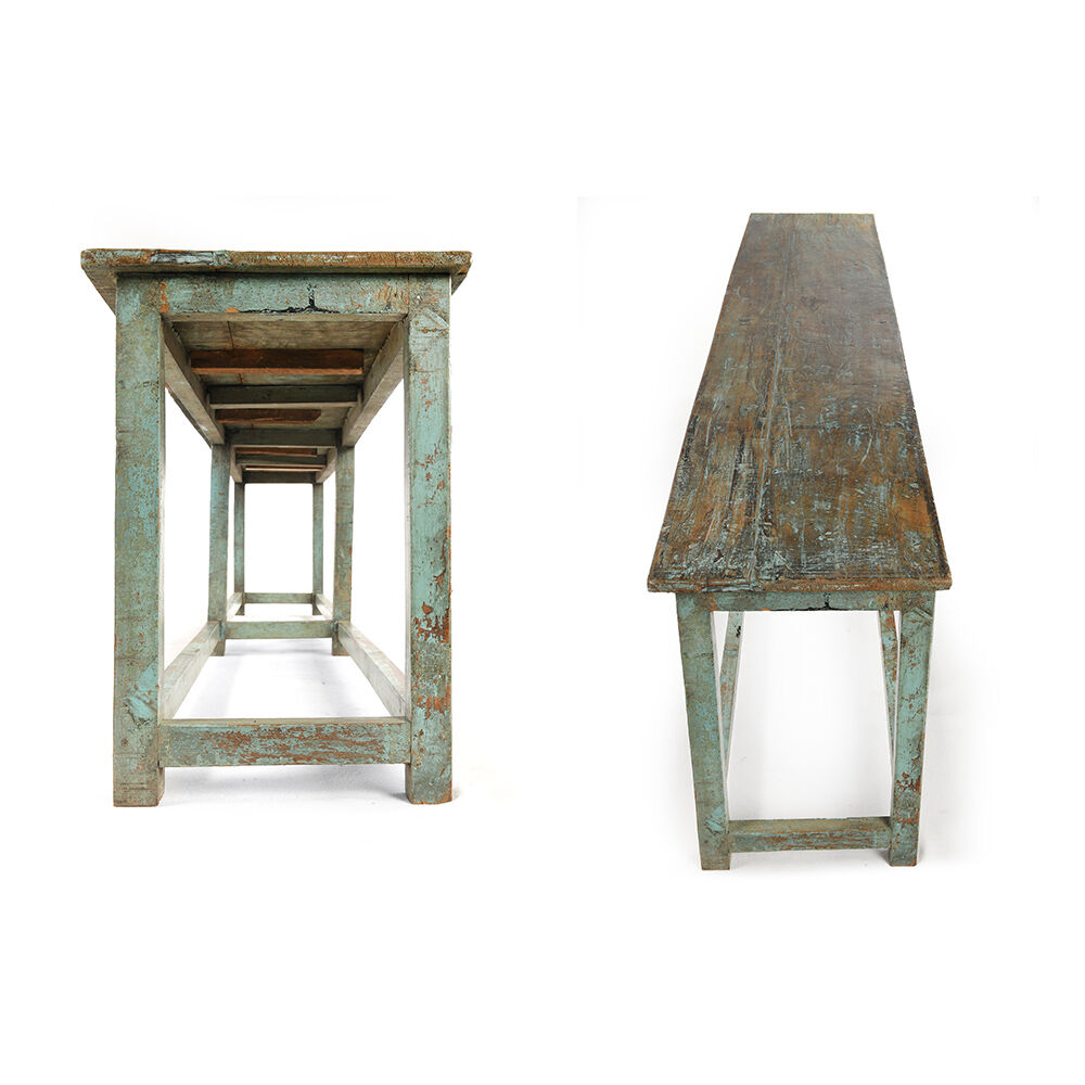 Patinated wooden bench