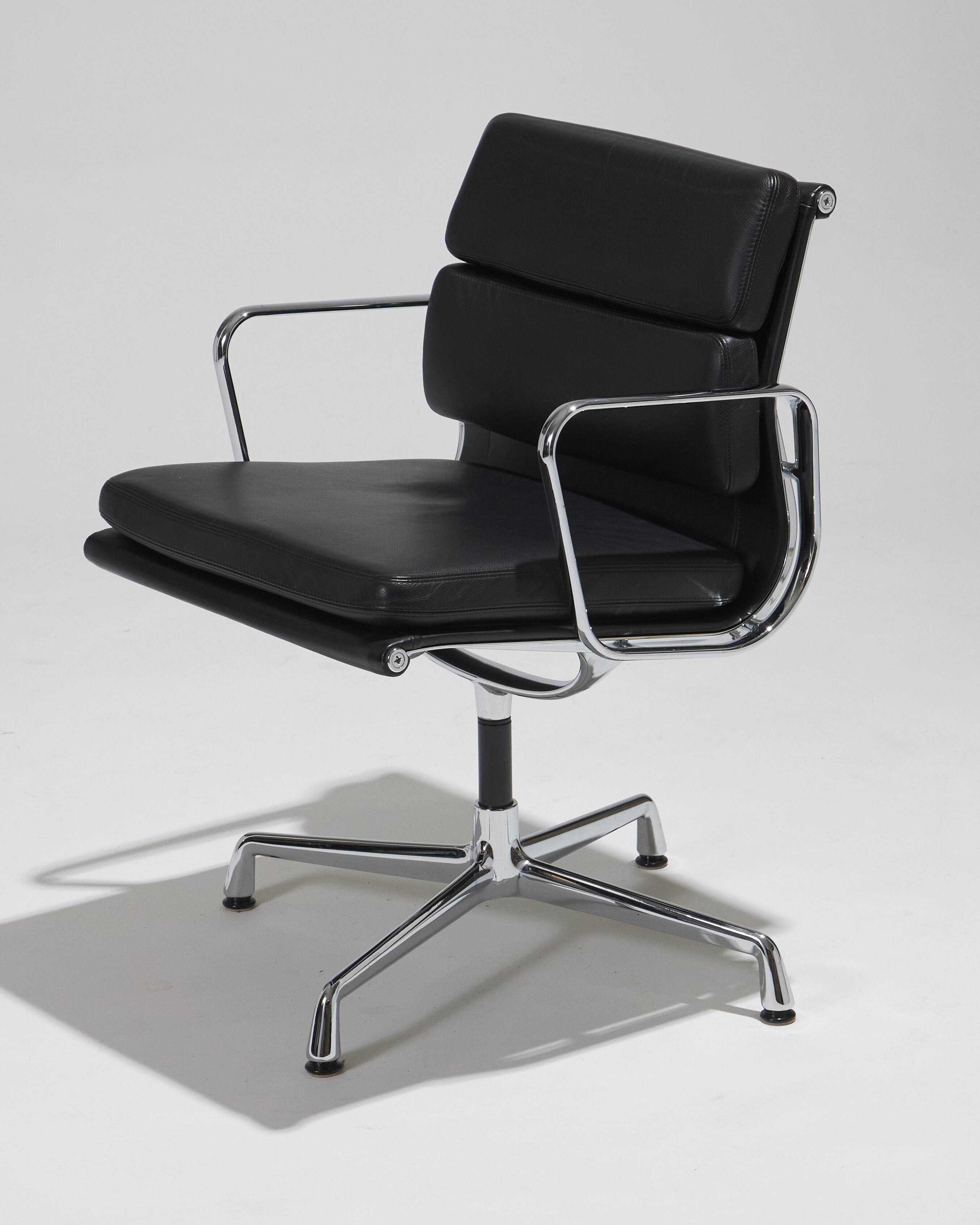 CHARLES EAMES "SOFT PAD EA 208" LEATHER ARMCHAIR, 1960s