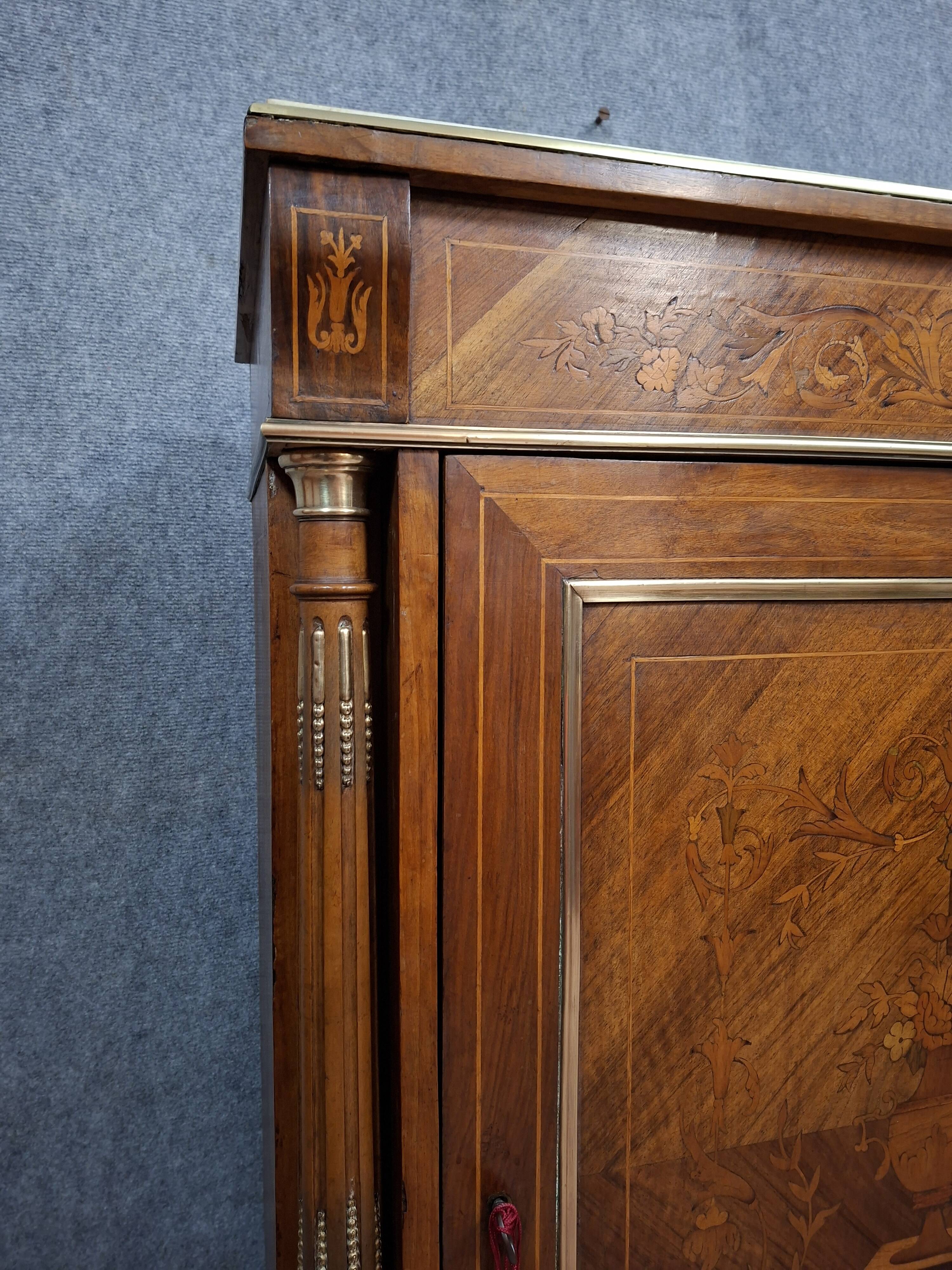 small side table or chest of drawers in marquetry, Napoléon III style