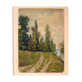 Painting path to the forest landscape