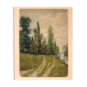 Peinture, paysage "Chemin vers la forêt"
