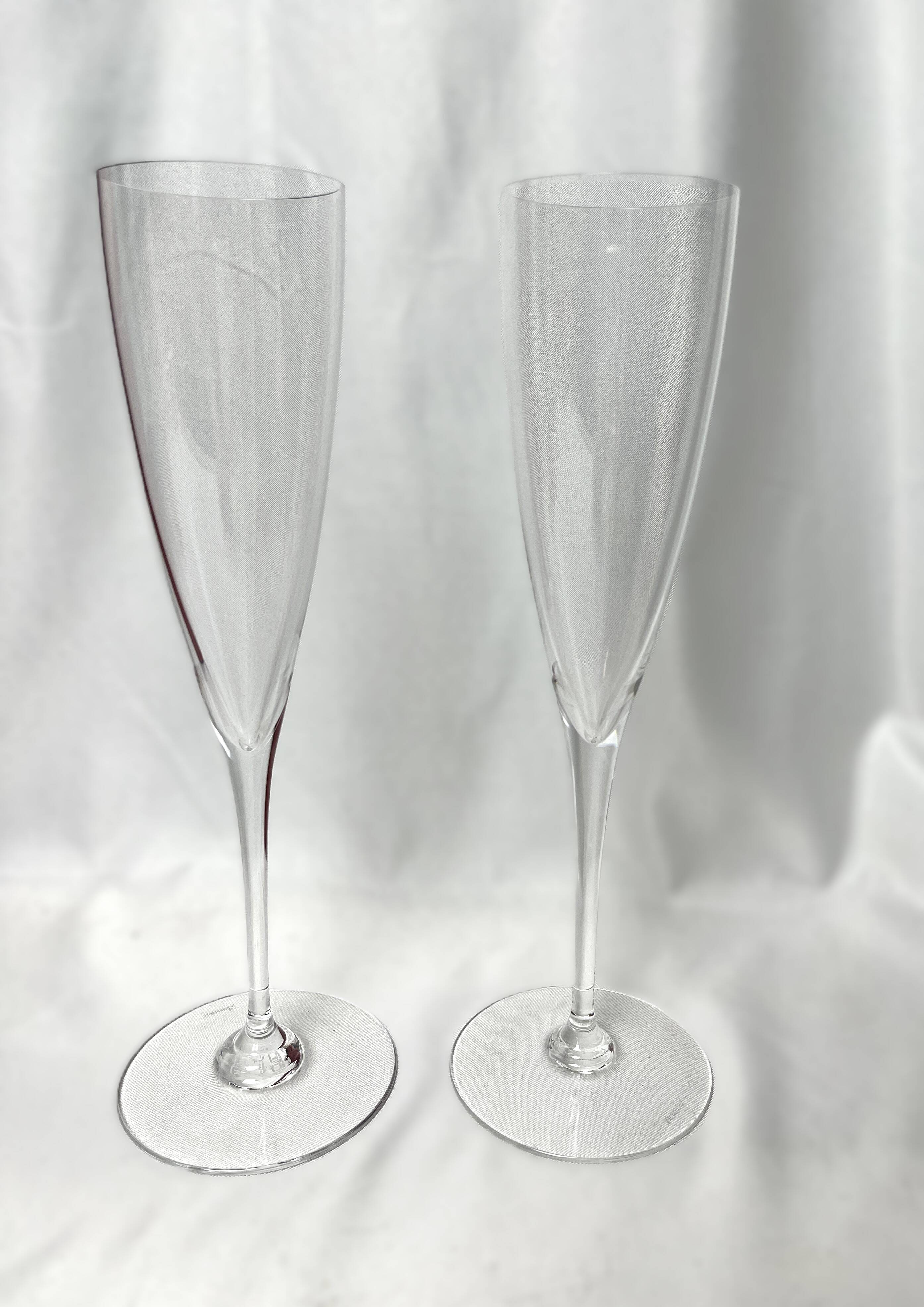 Baccarat, two Dom Pérignon crystal champagne flutes