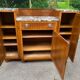 Art Deco 1930s marble and solid oak wood mirror sideboard