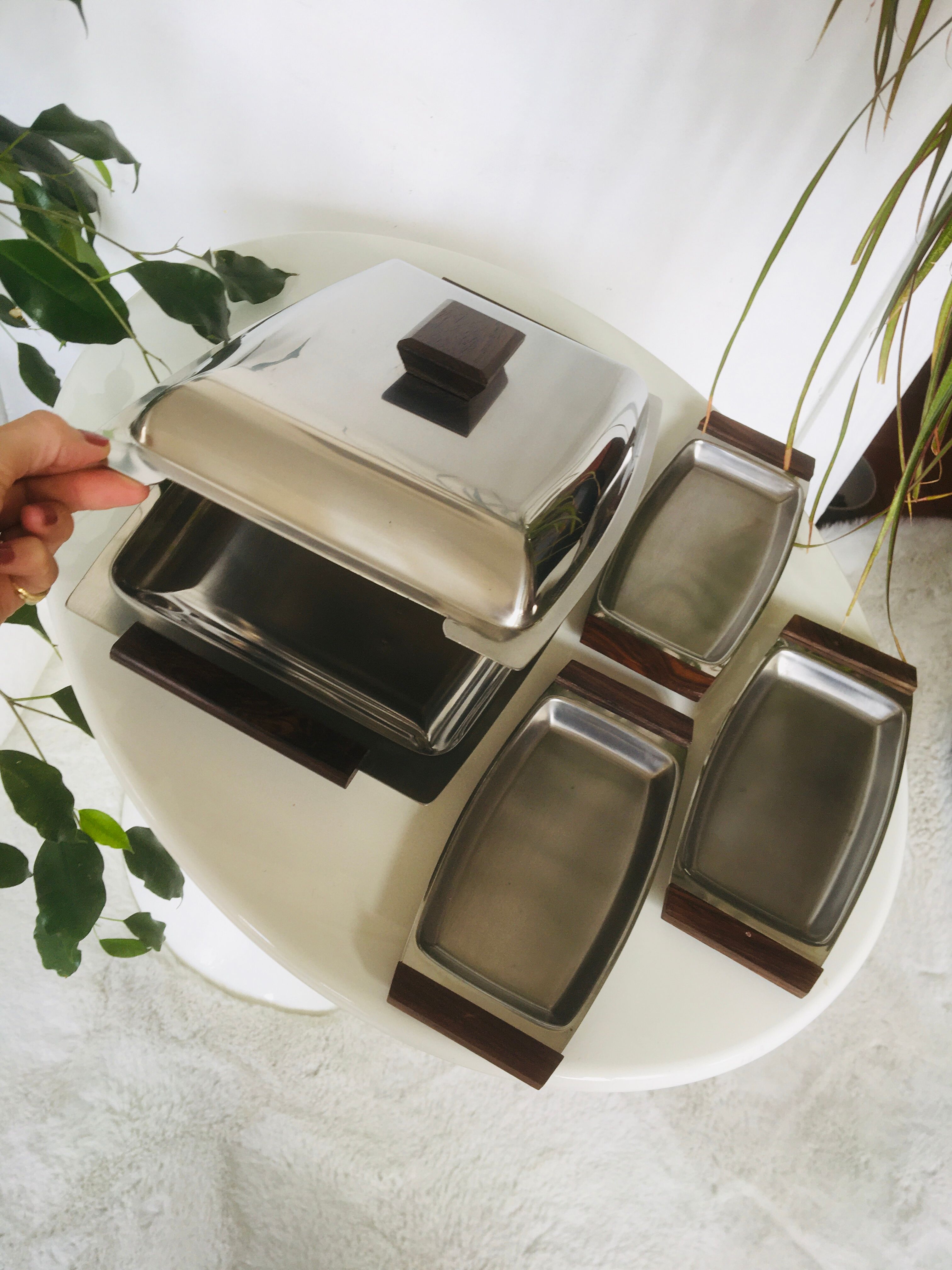 Lundtofte Denmark service set in stainless steel and rosewood