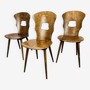 3 Gentiane Baumann chairs from the 60s, bistro style