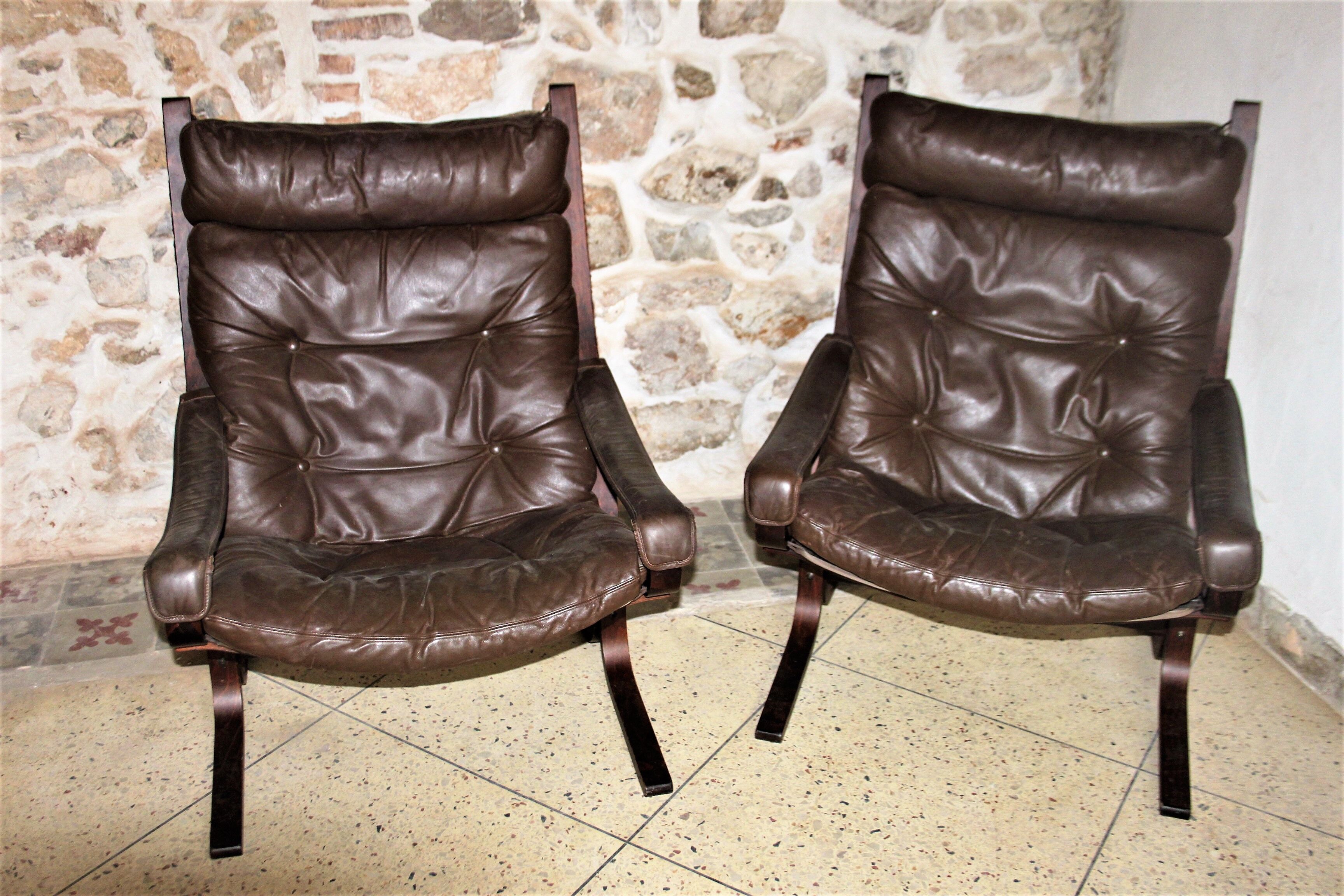 Pair of scandinavian armchairs by Ingmar Relling 60/70