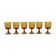 Amber stemmed glasses with vintage fruit decoration - Old brown glasses