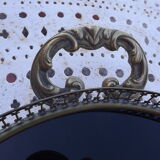 Tray oval glass brass and wood