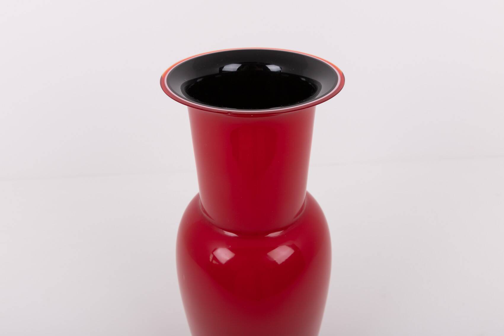 Opalino red vase by Venini