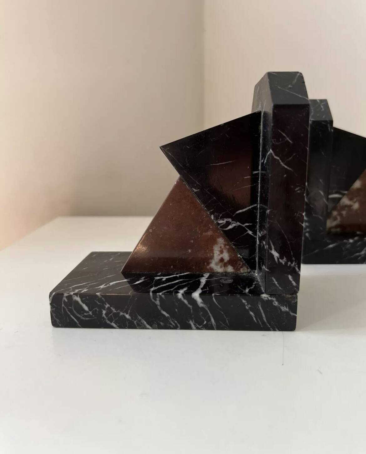 Pair of Art Deco marble bookends