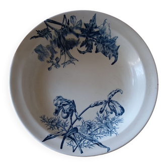 Clairefontaine sanejouand & graves "flowers" round hollow earthenware dish "flowers" 1890.