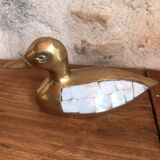 Brass duck and mother-of-pearl 70s