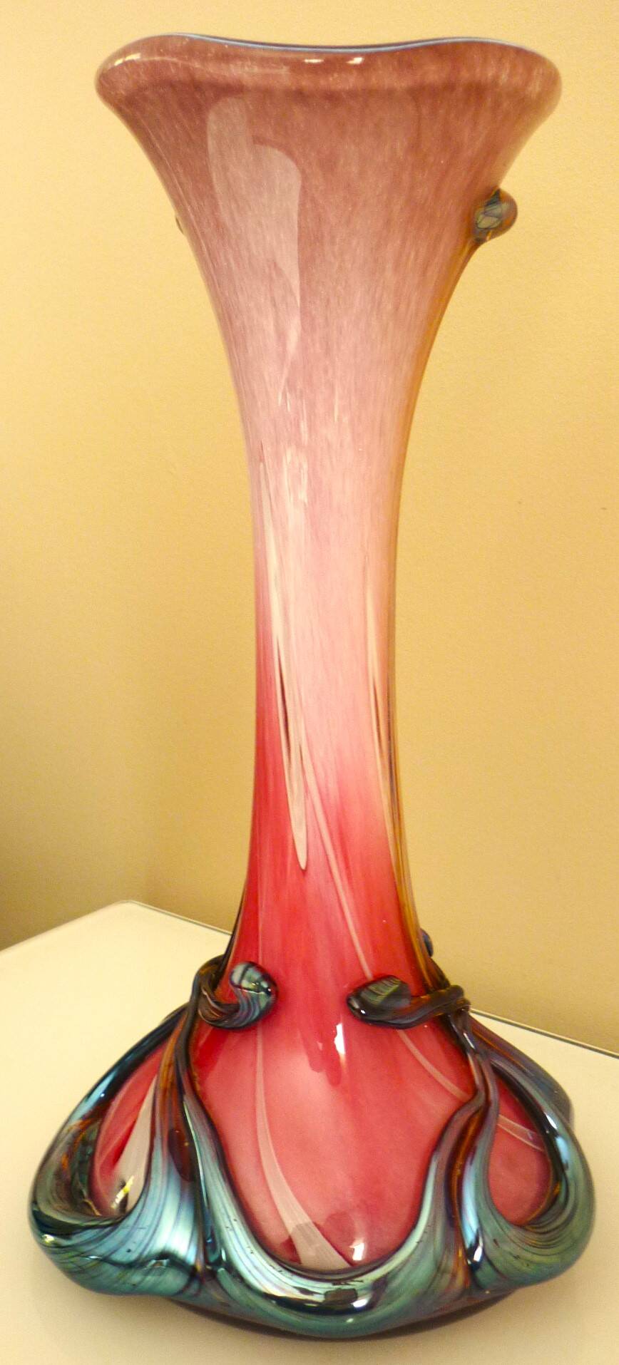 Blown glass vase, Biot, signed Jean Michel Operto, 1980s/1990s
