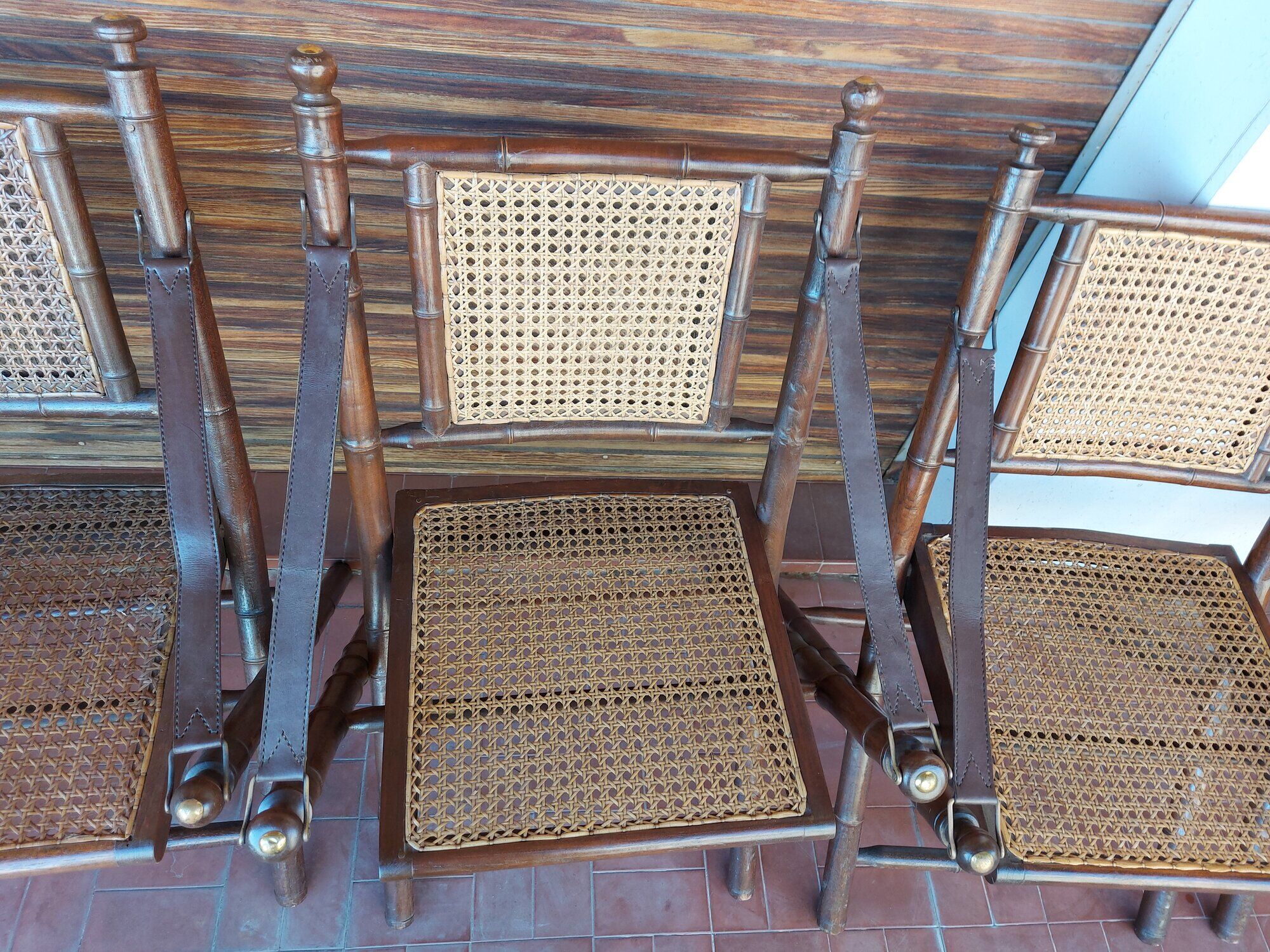 Set of 4 folding chairs old colonial style
