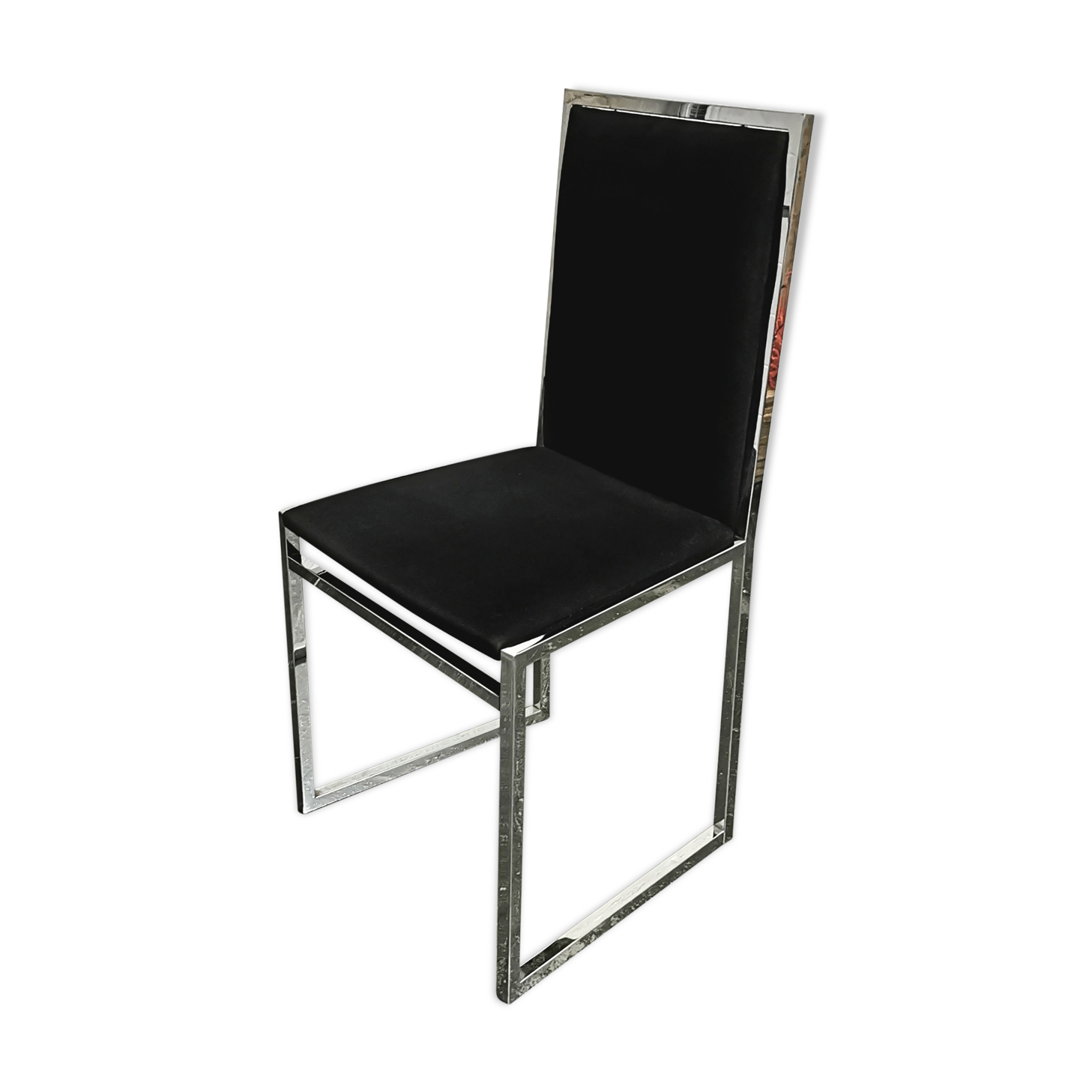 Chaise Italienne en chrome et loupe d'orme 1970