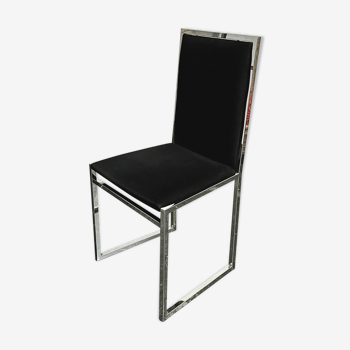 Chaise Italienne en chrome et loupe d'orme 1970