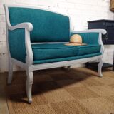 Louis Philippe grey and duck blue bench seat