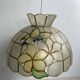Pendant light, chandelier in mother-of-pearl and brass