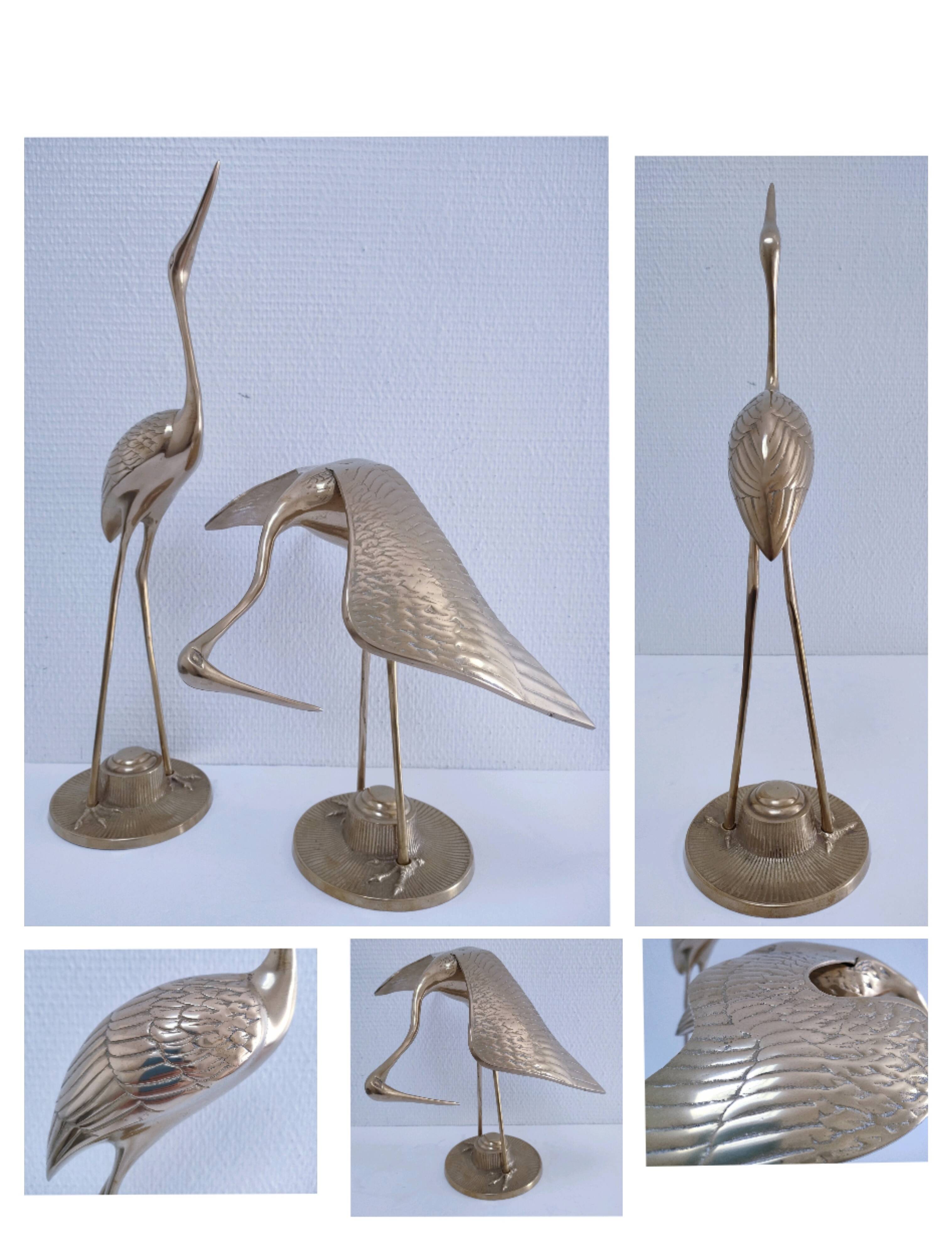 Two solid brass XL birds H. 48 cm