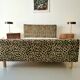 Vintage leopard print bed frame, Hollywood Regency style.