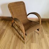 Wicker and rattan armchair