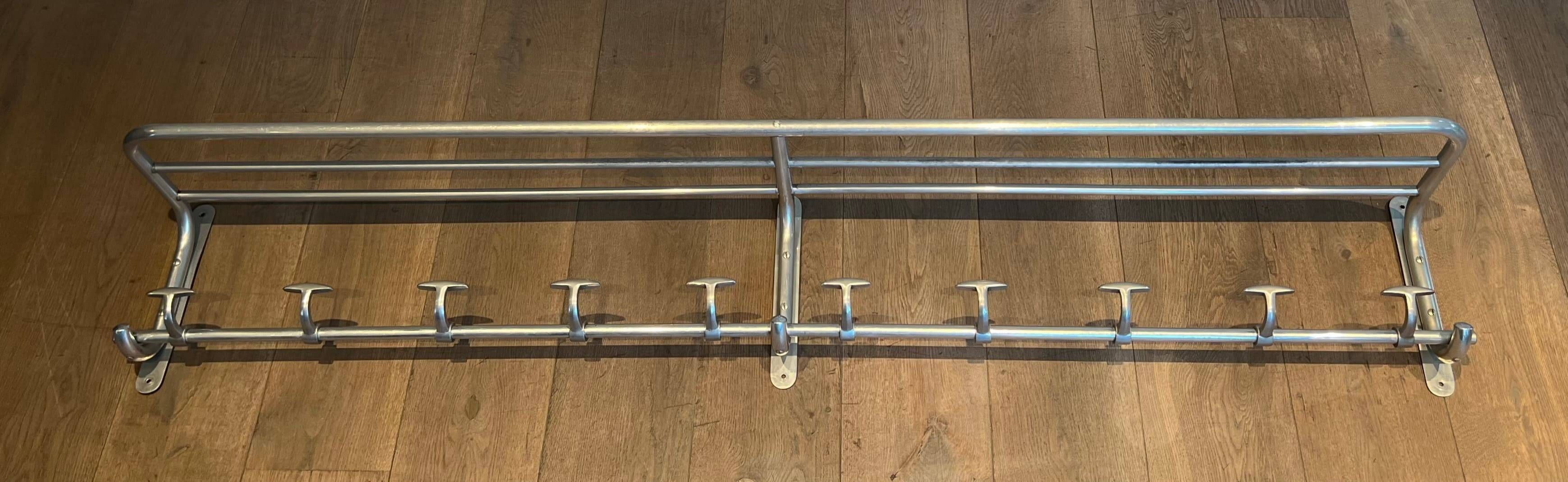 Large Aluminium Wall Coat Rack with Ten Hooks and Luggage Rack