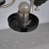 Chandelier 1930 tubular arms to 6 lights black opaline cups