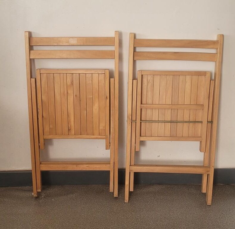Pair of vintage wooden folding chairs