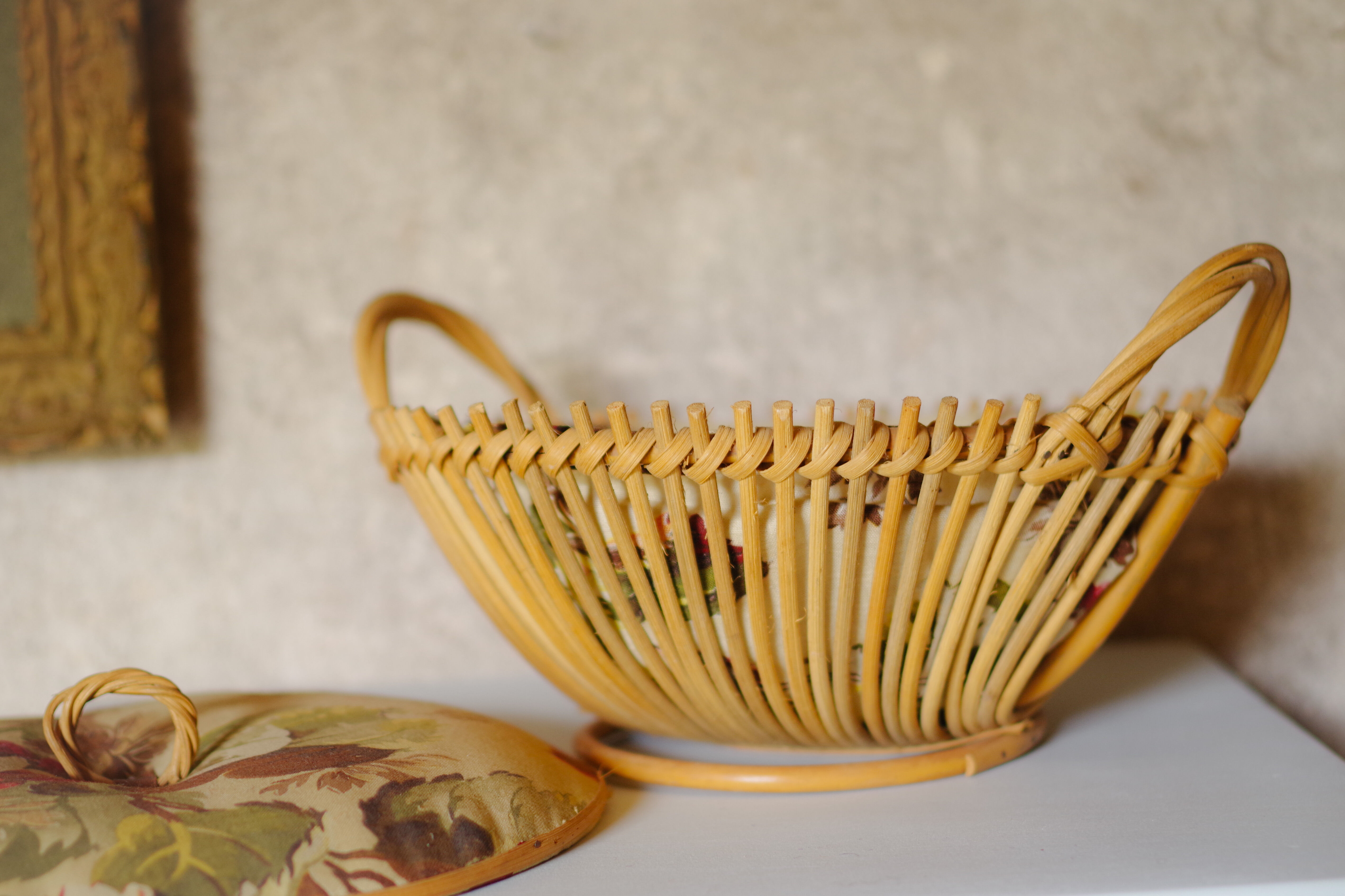 Sewing box or rattan suitcase