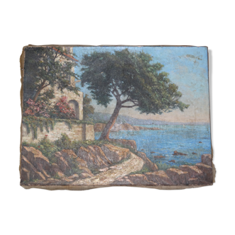 Huile sur toile peinture paysage du Midi XIXème
