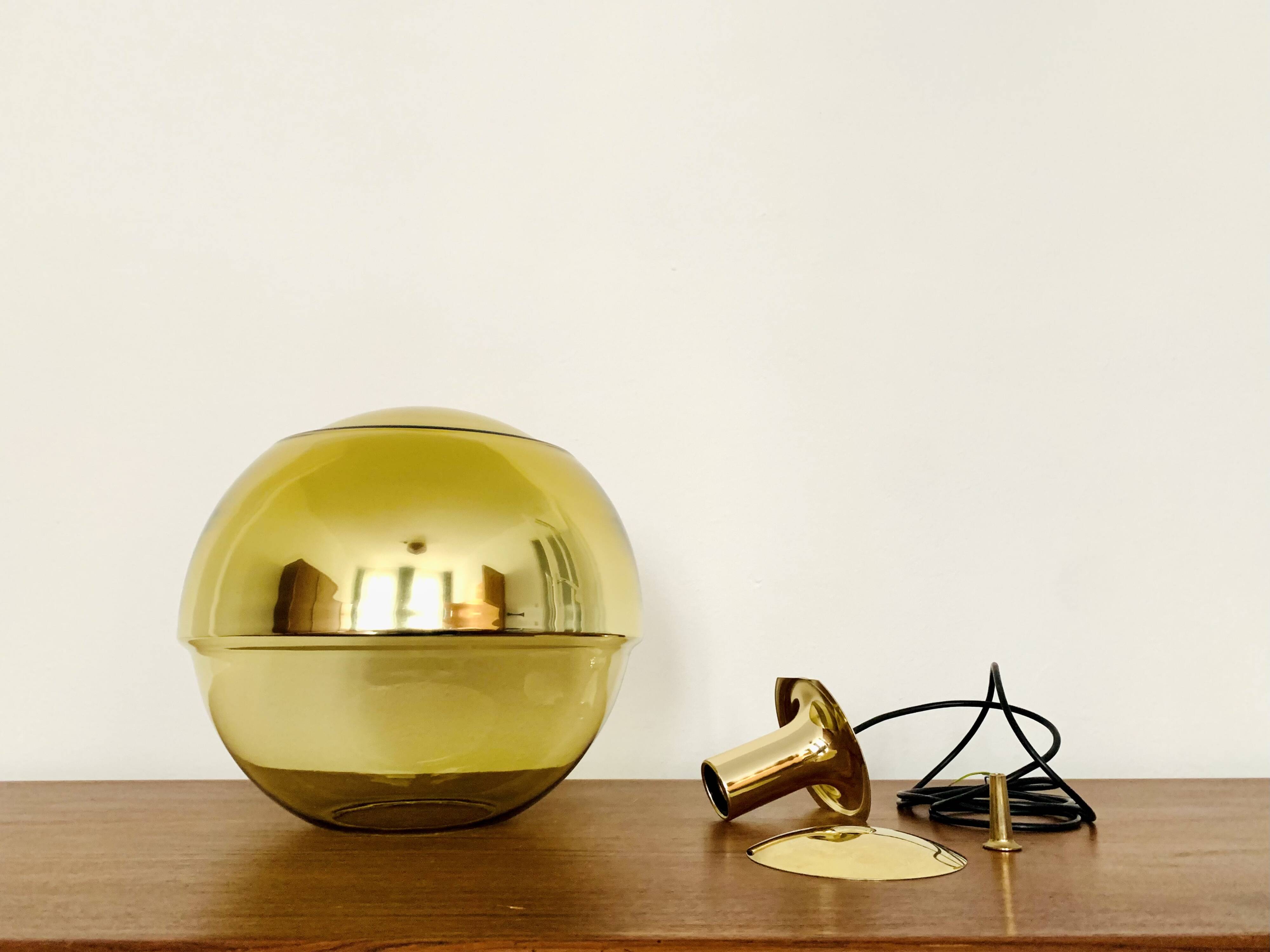 Golden Space Age Glass Pendant Lamp by Peill and Putzler
