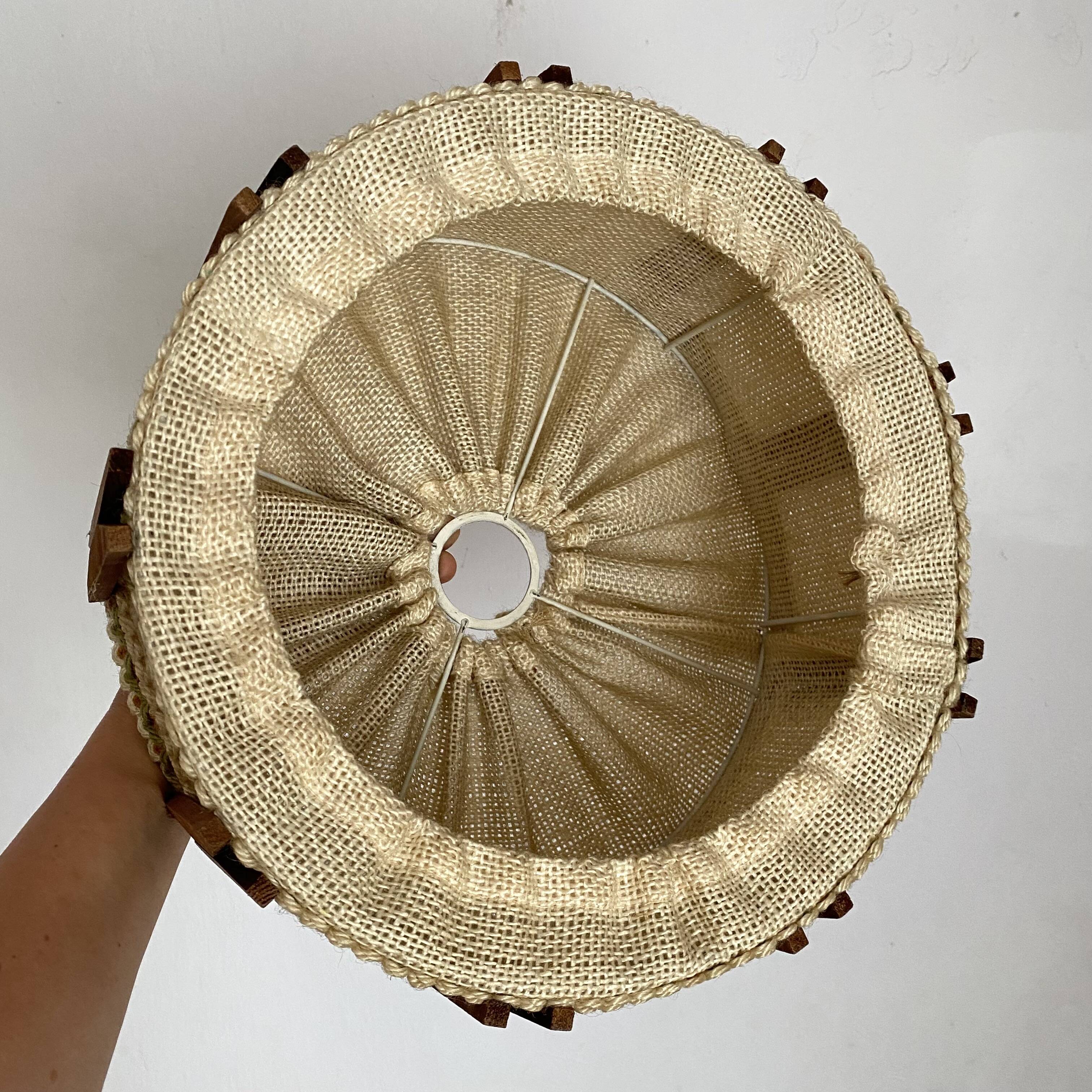 Abat jour scandinave à suspendre en bois et jute